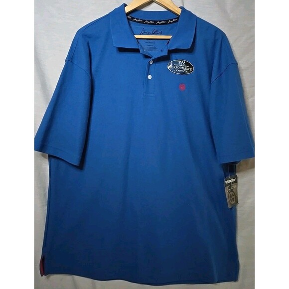 NWT Wrangler George Strait Polo Shirt Performance Fabric, Sz XL, Blue MGSK34B - Picture 1 of 10